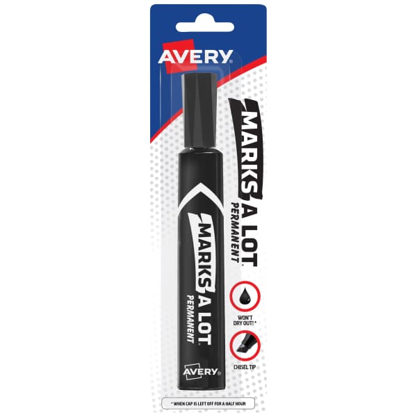 Avery&reg; Marks A Lot Permanent Markers, Regular Desk-Style, 1 Black
